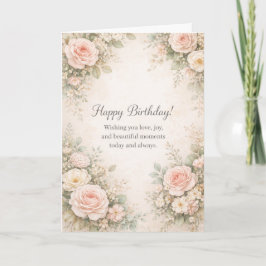 Vintage Floral Birthday Card | Elegant Watercolor  Kort