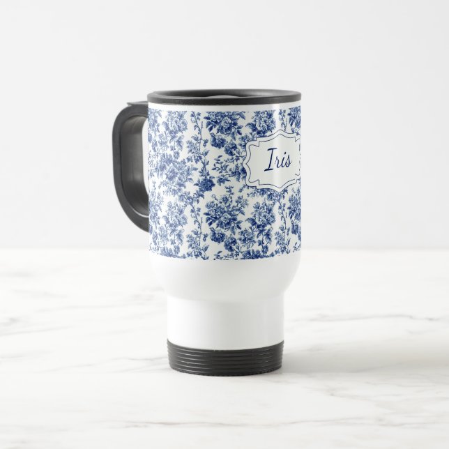 Vintage Floral Blue White Personalized Resemugg (Framsida vänster)