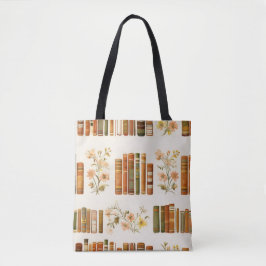 Vintage Floral Book Tote Bag | Cozy Library Aesthe Tygkasse