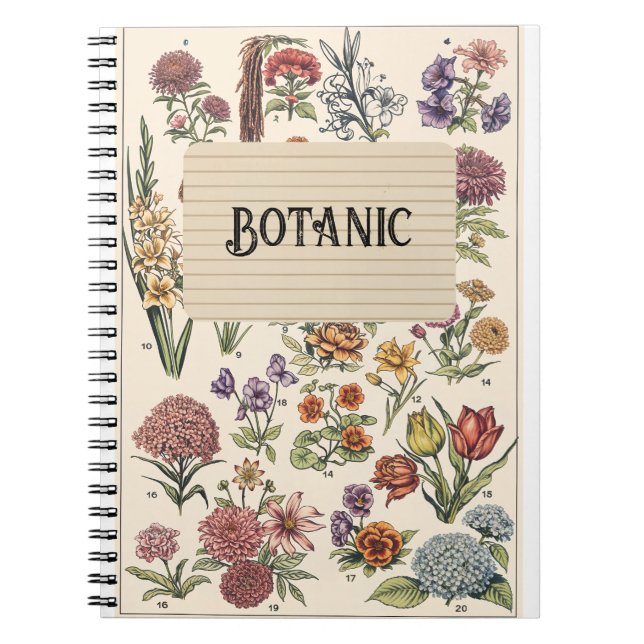 Vintage Floral  Botanical Art spiral notebook Anteckningsbok (Framsidan)
