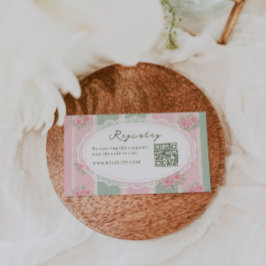Vintage Floral Bridal Shower Registry QR code Tilläggskort