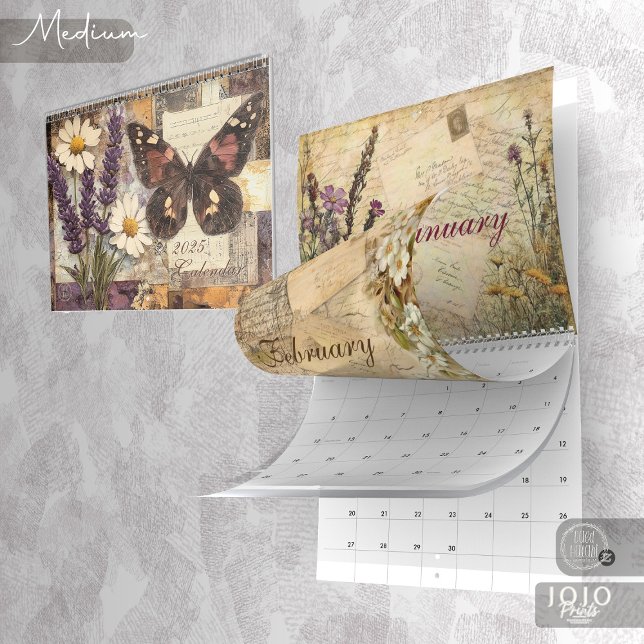 Vintage Floral Butterfly Calendar Kalender (Vintage Floral Butterfly Calendar_Medium)