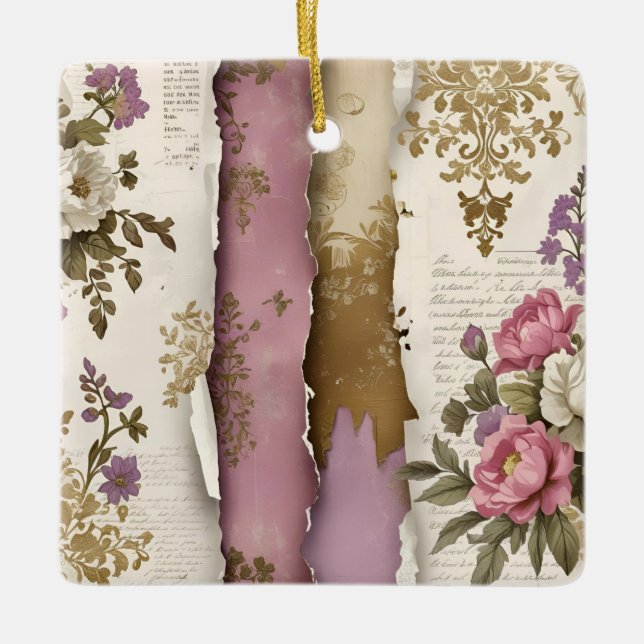 Vintage Floral - Ceramic Ornament  (Framsida)