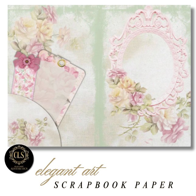 Vintage Floral Ephemera #5 Scrapbook Paper  (Decoupage Paper – Vintage Floral Ephemera 5)