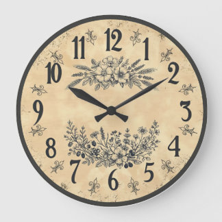 Vintage Floral Farmhouse Wall Clock Stor Klocka