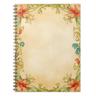 Vintage Floral Frame Design  Anteckningsbok