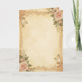 Vintage Floral Invitation Elegant Rose Design Kort