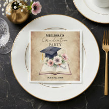 Vintage Floral Open Book Diploma Graduation Party