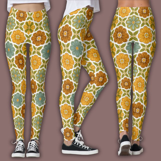 Vintage Floral Pattern | 70's Sage & Ochre Leggings (Skapare uppladdad)