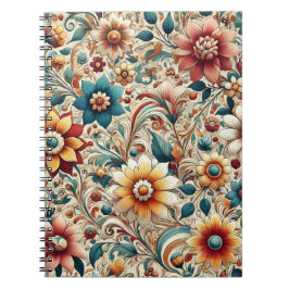 Vintage Floral Pattern – Colorful Botanical Garden Anteckningsbok