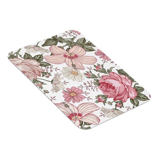 Vintage Floral Pattern with Roses Magnet (Högersidan)