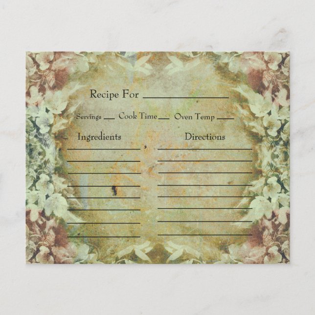 Vintage Floral Recipe Cards (Framsida)