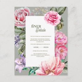Vintage Floral Romantic Botanical Wedding Details Tilläggskort