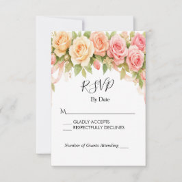 Vintage Floral Rose Wedding RSVP Card OSA Kort