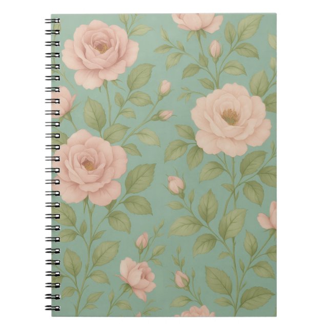 Vintage Floral Spiral Notebook Anteckningsbok (Framsidan)