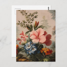 Vintage floral still life with tropical flowers vykort