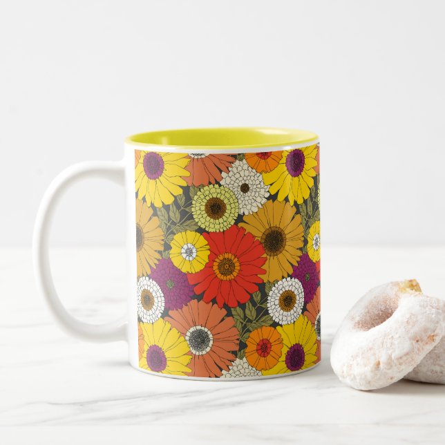 vintage floral Två-Tonad mugg (Med munk)