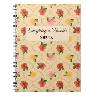 Vintage floral watercolour diamond Notebook Anteckningsbok
