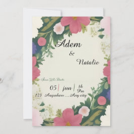Vintage floral wedding card inbjudningar