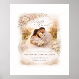 Vintage Floral Wedding Poster — Custom Photo & Nam