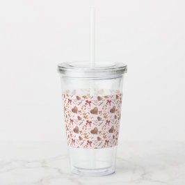 Vintage Florals & Paper Hearts Clear Tumbler Take Away Mugg