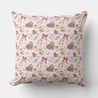 Vintage Florals & Paper Hearts Throw Pillow Kudde