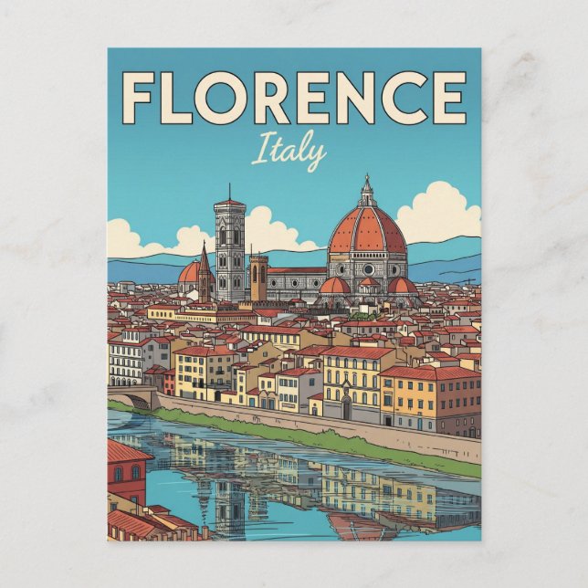Vintage Florence Italien Travel Vykort (Framsida)