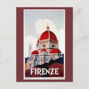 Vintage Florence Italienska reseaffisch Vykort