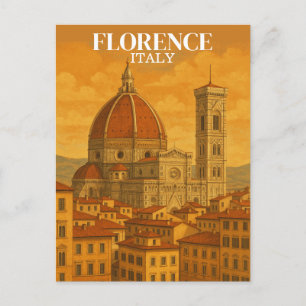 Vintage Florens Italien Resa Retro Illustration Vykort