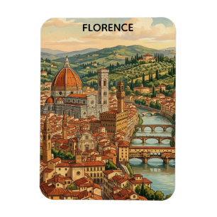Vintage Florens Italien Toscana Stadsvy Magnet