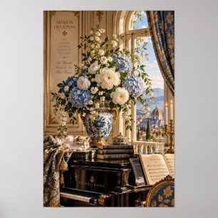 Vintage Florens Piano Blommig Väggkonst
