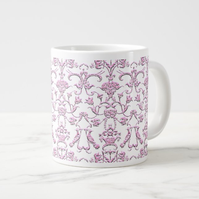 Vintage Florentine Damask (Rosa) Jumbo Mugg (Framsida höger)