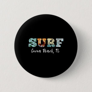 Vintage Florida Beach Surfare Retro Surfing Våg Ri Knapp