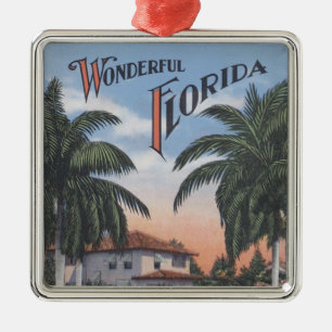 Vintage Florida Brochure Julgransprydnad Metall