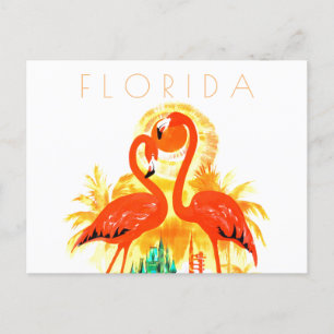 Vintage Florida-färd efter kort flamingos i mitten