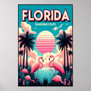 Vintage Florida Flamingo Reseposter Poster