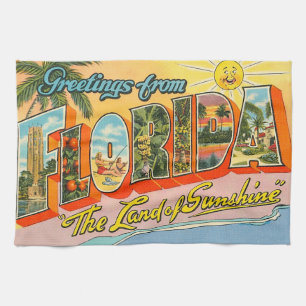 Vintage Florida Hälsning Kökshandduk