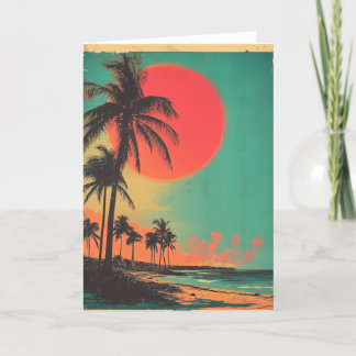 Vintage Florida Handflatan Träd Beach Helgdag Card Helgkort
