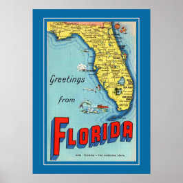 Vintage Florida Karta 20 x 28 Poster