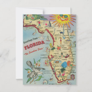 Vintage Florida Karta Flytta/ Flytta vykort