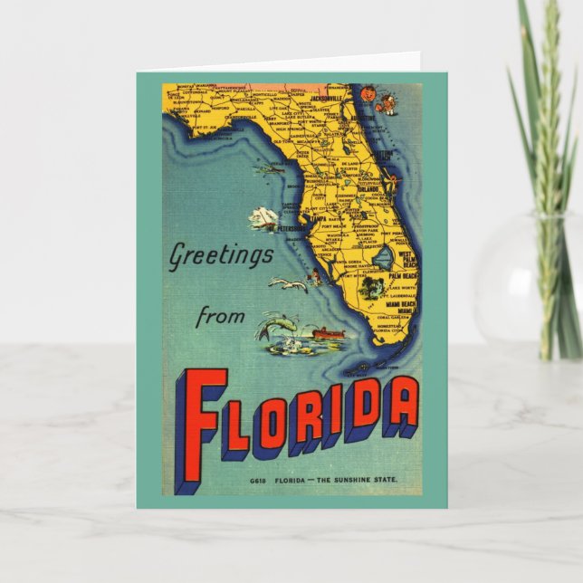 Vintage Florida Karta Kort (Framsida)