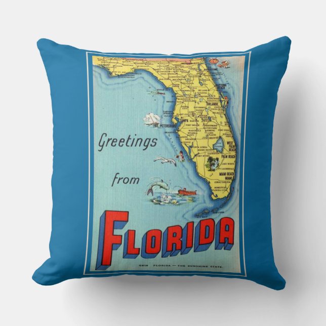 Vintage Florida Karta Kudde (Framsida)
