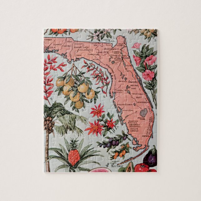 Vintage Florida Karta Pussel (Vertikal)