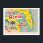 Vintage Florida Karta Vykort<br><div class="desc">Postkort för reproduktion av Vintage: 1966</div>