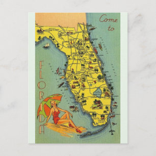 Vintage Florida Karta-vykort Vykort
