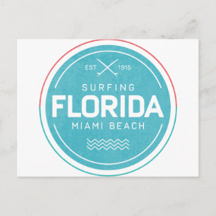 Vintage Florida Miami Beach Surfing Souvenir Retro Vykort