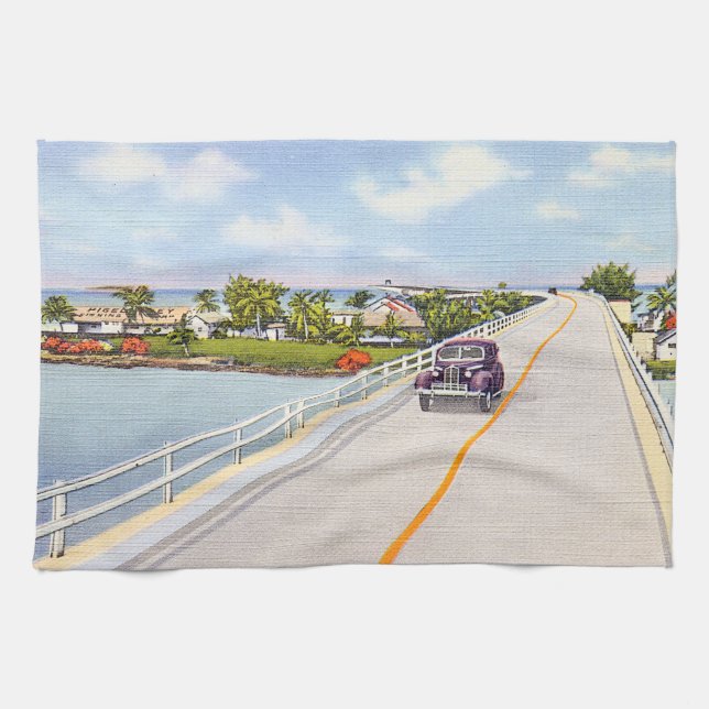 Vintage Florida Nycklar Pigeon Nyckel Kökshandduk (Horisontell)