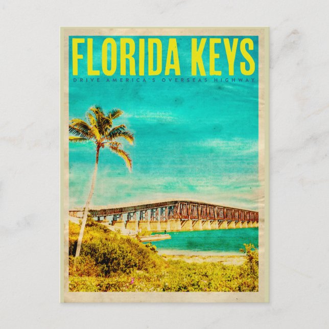 Vintage Florida Nycklar Resepostkort Vykort (Framsida)
