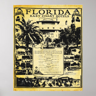 Vintage Florida Öster Kusten Hotels Skriv ut Poster