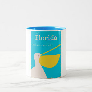 Vintage Florida Pelican-reseaffisch Två-Tonad Mugg
